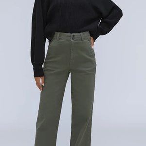 Everlane Army Green High waisted Wide leg Pants